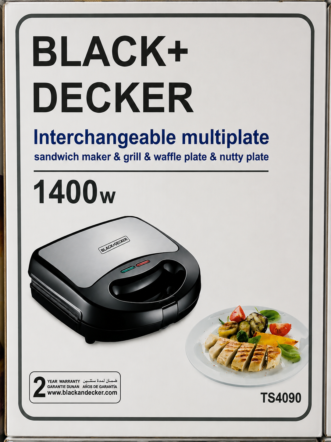 ساندویچ ساز و گریل Black+Decker TS4090 | 1400W | 4 صفحه